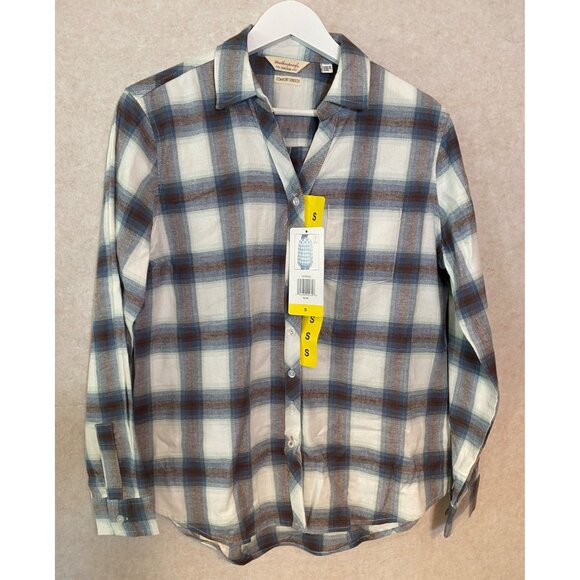 Weatherproof Vintage Flannel Shirt Womens Buttons V-neck Longer in Back Size S - Picture 1 of 11